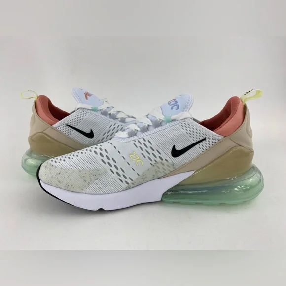 Nike Air Max 270 White Sanddrift Men's Sneakers Shoes Black Swoosh DQ7642 100 - Picture 10 of 12